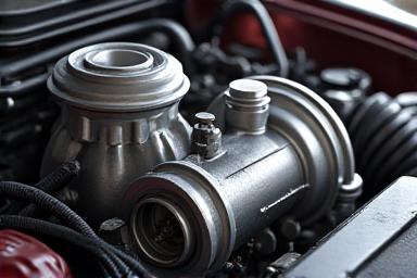 高性能ターボチャージャーが取り付けられたエンジン